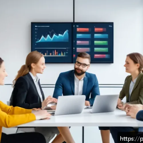 Home 32 효과적인 세그먼트 분석을 위한 팀 구성 전략 - A diverse professional team collaborating in a modern office setting focused on market segmentation ...