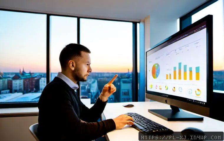 Home 17 사용자 세그먼트 발굴을 위한 분석 도구 - Photorealistic modern analytics workspace in Warsaw, Poland, showing a diverse Polish marketing team...
