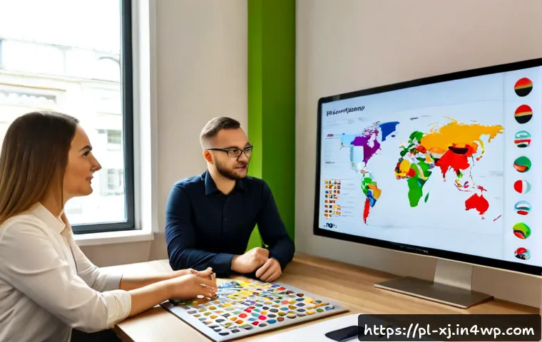 고객 세그먼트 발굴을 위한 인사이트 도출하기 - Photorealistic modern Warsaw business office, diverse Polish marketing team reviewing customer segme...